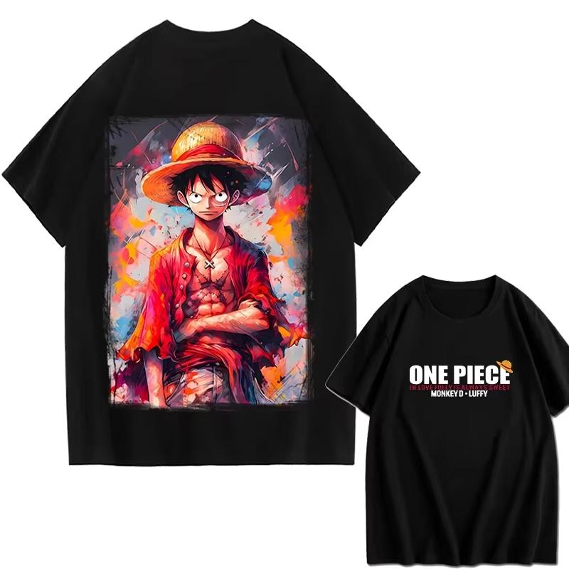 2026 Graphic T-shirt Unisex One Piece Luffy Gear 5 Nika Anime Printed Women Short Sleeve Tee Streetwear Casual Ins Y2k