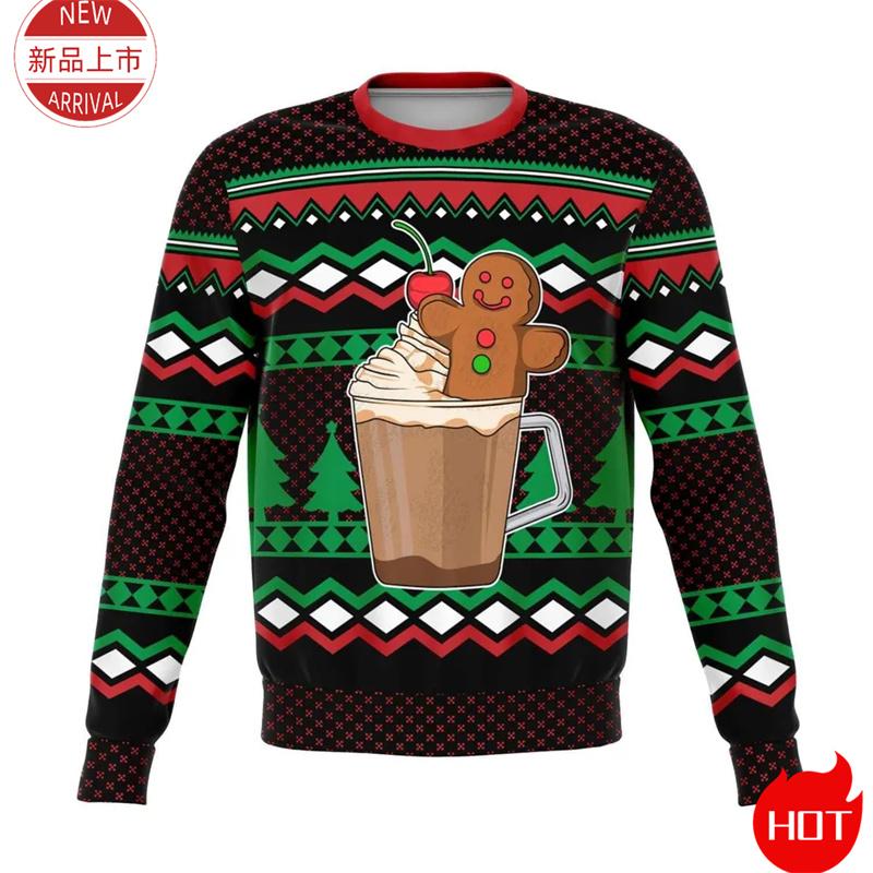 3D Cookie Gingerbread Print Sweater, Gingerbread Sweatshirt, Cookie Ugly Christmas Sweater Women Mens Funny Christmas Shirts