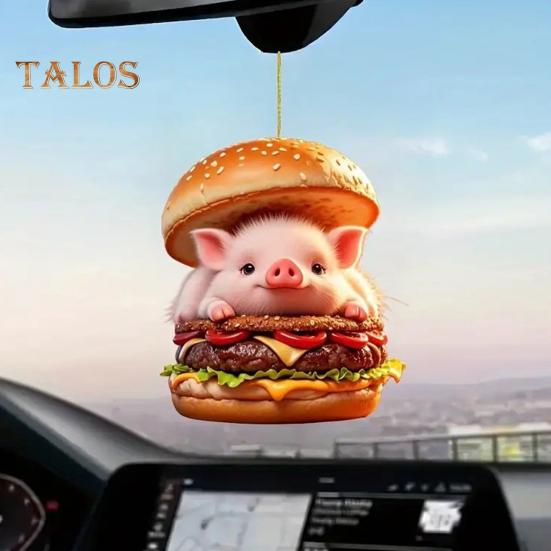 Подвеска для автомобиля Burger Piggy, 2D, плоская акриловая подвеска, украшение для интерьера автомобиля, рюкзак, подарок для автолюбителей