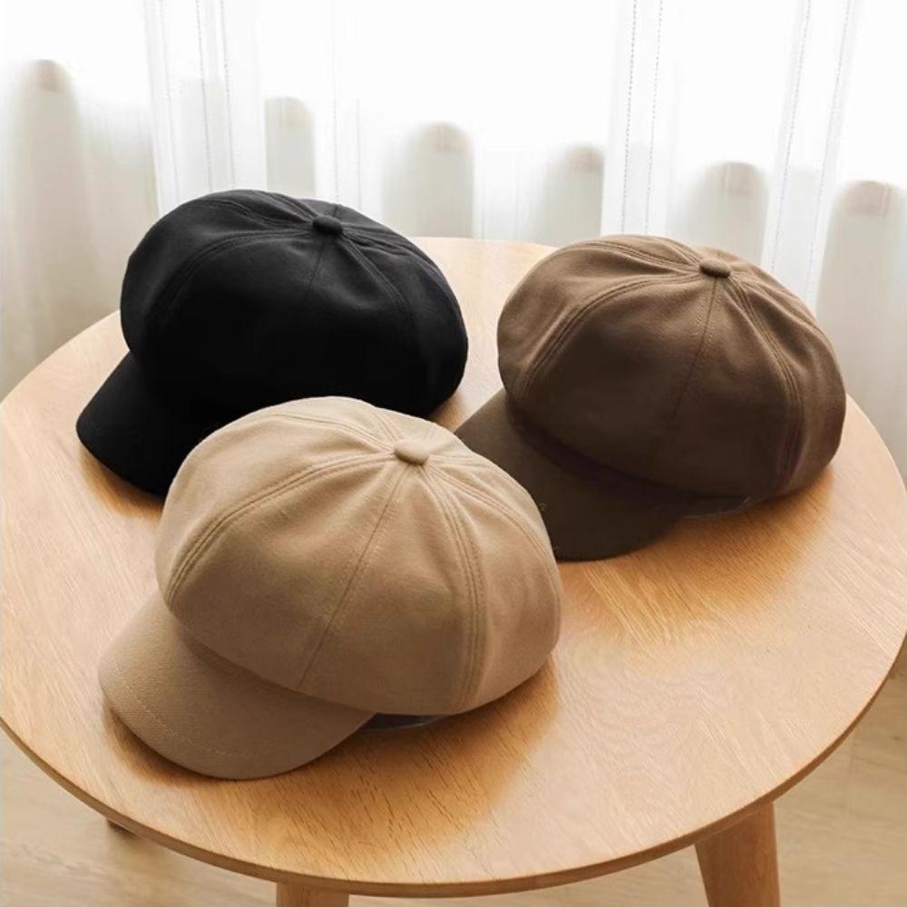 Solid Color Retro Berets Hat Duck Tongue Painter Cap Fashion Vintage Newsboy Cap Girls