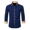 Men's Casual Color Blocked Shirt for Spring Summer Men's Fashionable Long Sleeved Shirts