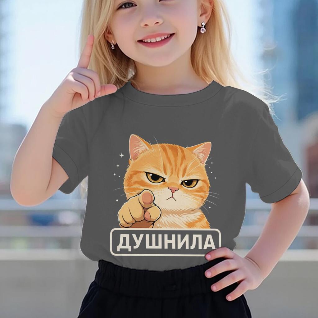 Смешные кошачьи мемы Графические футболки Мальчик Девочка Мультяшное животное Дизайн Детская одежда Любитель кошек Хлопковая футболка Детская одежда Девочка Мальчик