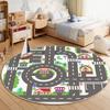 Round Rug Living Room Children Bedroom Bed End Plush Floor Mat Decoration Home Cartoon Road Play Non-slip Carpets Easy Clean