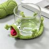 Pressable Crochet Lizard Coasters Cartoon Heat Resistant Mat Cute Water Cup Mat  Restaurant Table