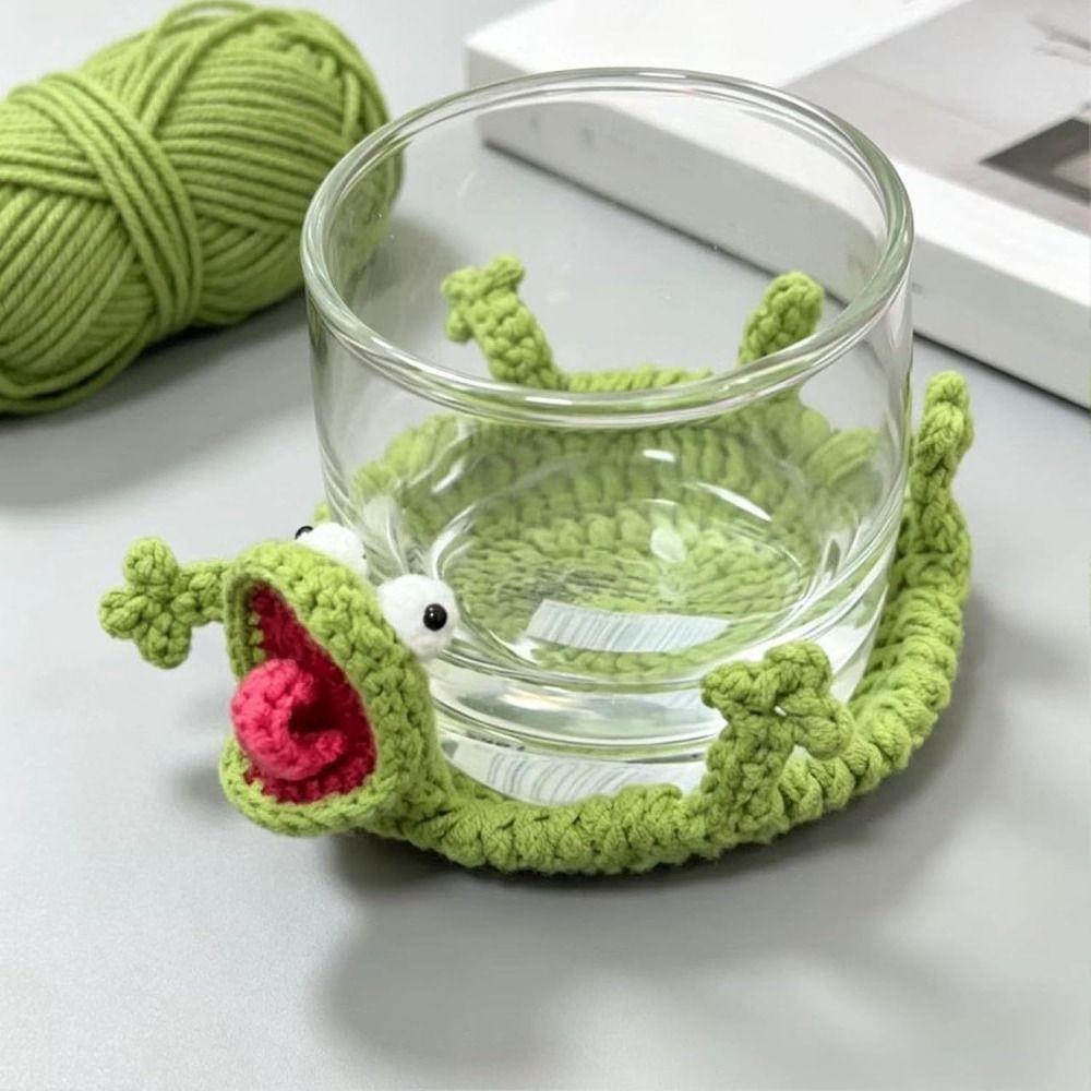 Pressable Crochet Lizard Coasters Cartoon Heat Resistant Mat Cute Water Cup Mat Restaurant Table