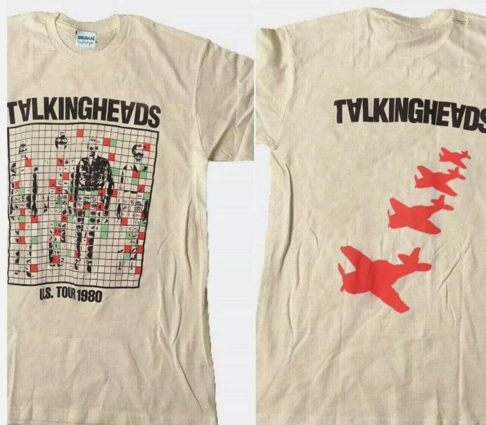 Футболка с коротким рукавом, белая, унисекс, размеры S-4XL, с символикой тура Talking Heads 1980 года.