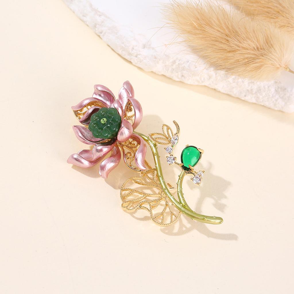 Elegant Lotus Brooch For Women Fashion Jewelry Gift Handcrafted Enamel Pin For Casual Or Formal Occasions