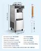 Commercial Ice Cream Machine, 20-28L/H Yield, 2200W 3-Flavor Freestanding Soft Serve Ice Cream Maker with 2 x 6L Hoppers & Hopper Agitation,