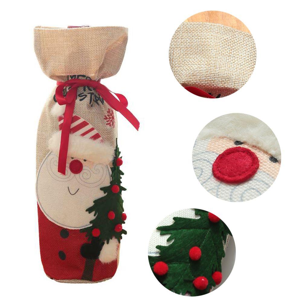 Dinner Party Table Decor Snowman Santa Claus Christmas Ornaments Bottle Dress Up Wine Bottle Cover