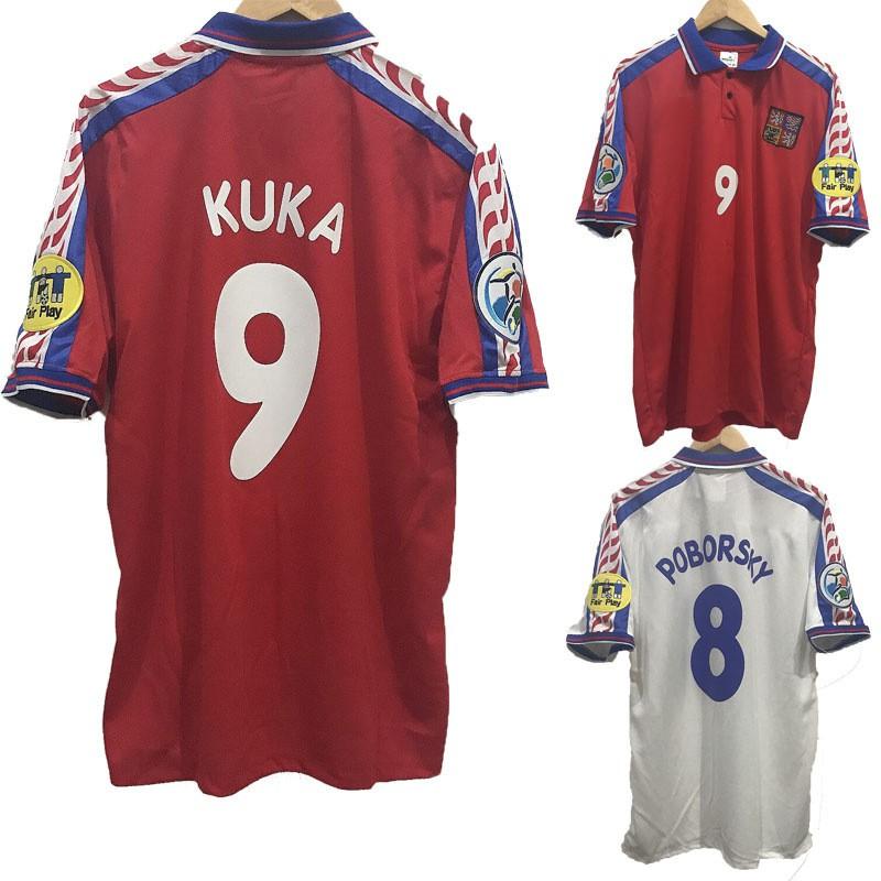 1996 Czech Republic Retro Soccer Jersey Nedved Friedklada Boger Football Shirt White Red Adult Unisex