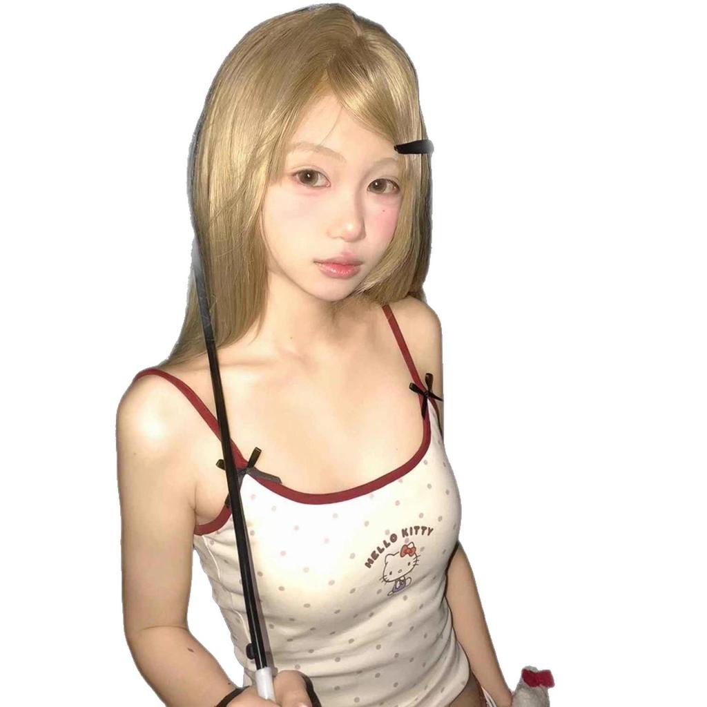 Ретро Корейский Острый Девушка Hello Kitty Майка - Облегающий Летний Жилет с Цветными Блоками