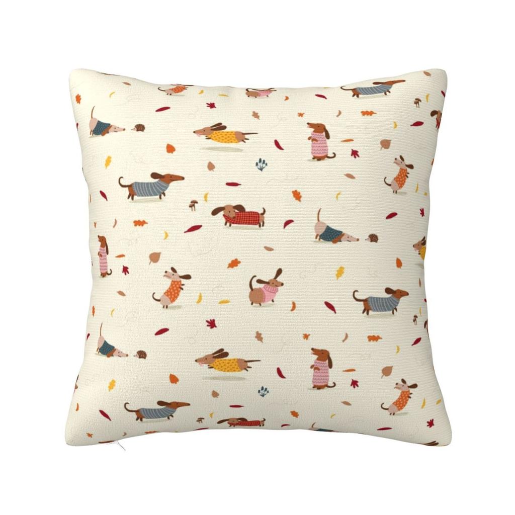 Sighthound Pet Dachshund Animal Hip Hop Cute Square Pillow Cases Dog Lover Cushion Cover Vintage Decorative Pillowcase for Home