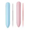 2Pcs/Set Glass Cuticle Pusher Nail File Glass Manicure Stick with Cleaning Double Sided Imitation Leather