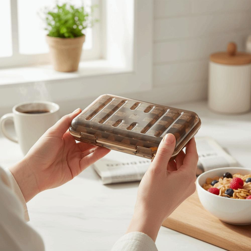 Portable 21 Grid Weekly Pill Box Seven Day Large Capacity Medicine Box Moisture-proof with Lids Pill Dispenser Fish Oils