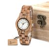 Часы из бамбукового дерева BOBO BIRD с имитацией кварца, деревянные часы с подарочной коробкой, женские с бриллиантами, мужской механизм, (коричневый)