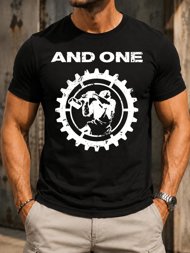 And One Industrial Gear With Monochrome Huunisex Silhouettes Graphic Featuring A Bold Illustration And Unisex All TShirt