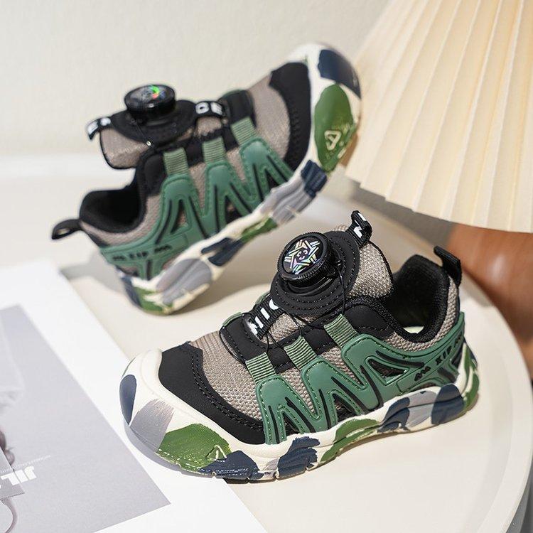 Autumn new Korean-style children's sports shoes, boys' outdoor hiking shoes with rotating buckles, girls' breathable running shoes