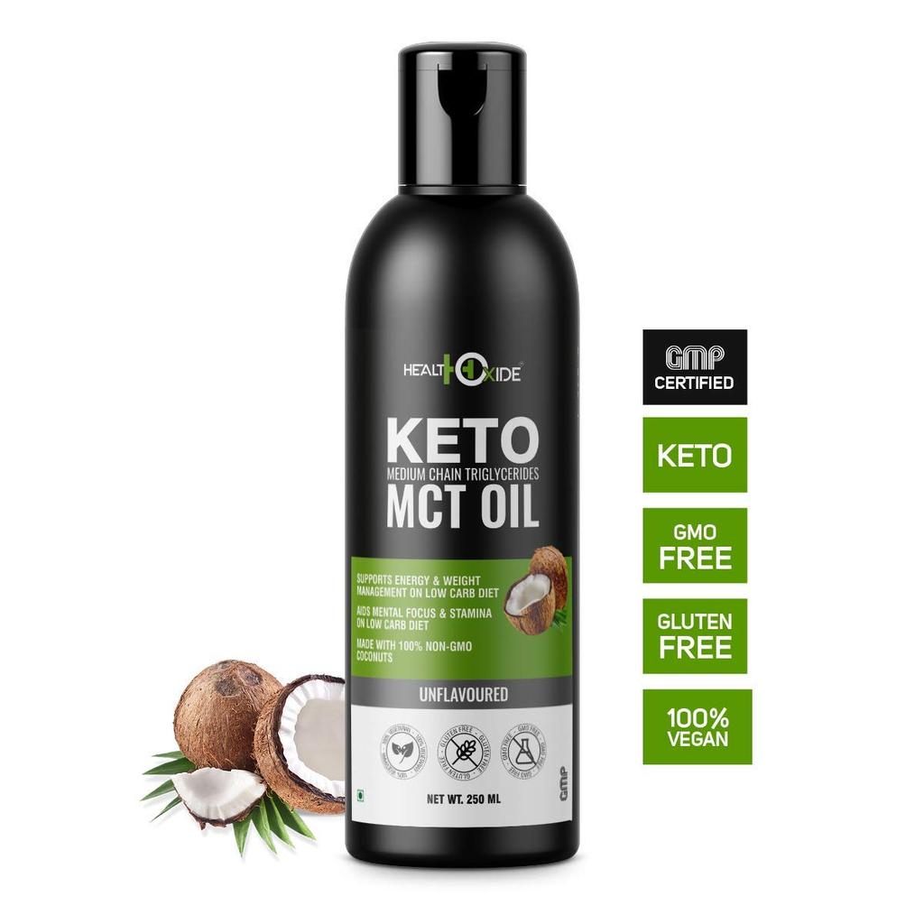 HealthOxide Натуральное MCT Масло из Кокоса Без ГМО, Несладкое, Добавка для Кето-Диеты и Контроля Веса, 250 мл