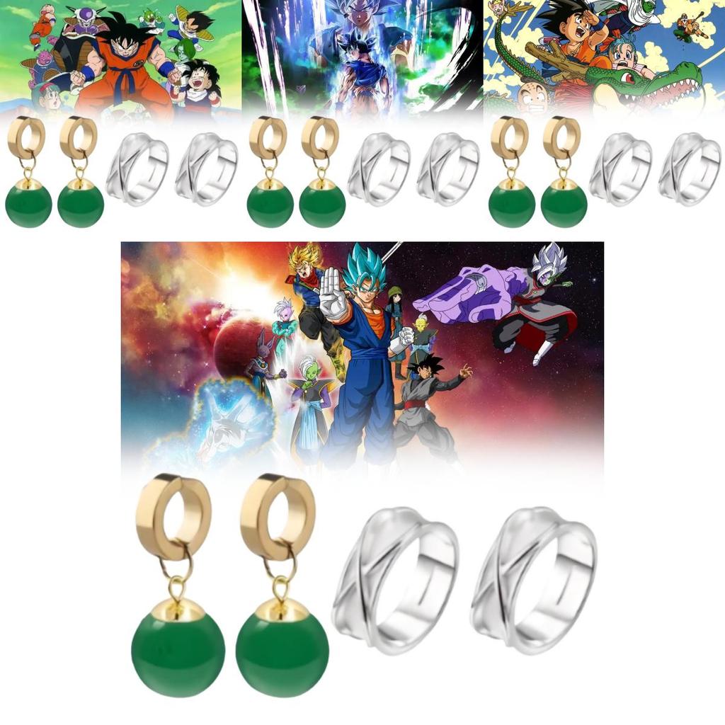 Dragon Ball Super Goku Black Accessories With Earrings And Ring For Anime Costume Parties
