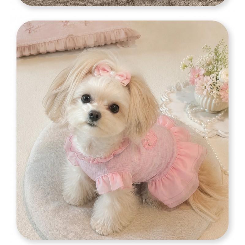 Pet Dress Small Dogs Pink Yellow Lace Sleeveless Cute Style XS To XXL