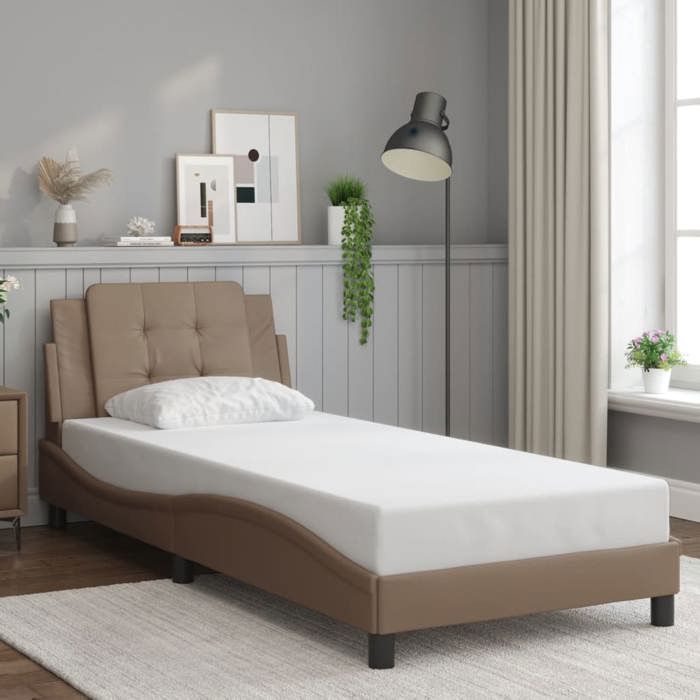 VidaXL Bed Frames Without Mattress Zadar, Upholstered Bed, Single Bed, Adult Bedroom Interior Bed, Cappuccino 3208146