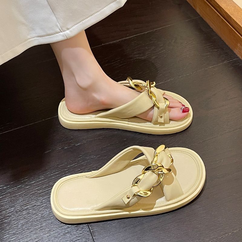 Shoes Outside Off White Slides Flat Women's Slippers and Ladies Sandals Thick Soft Summer 2024 Platform Luxury Non Slip Original