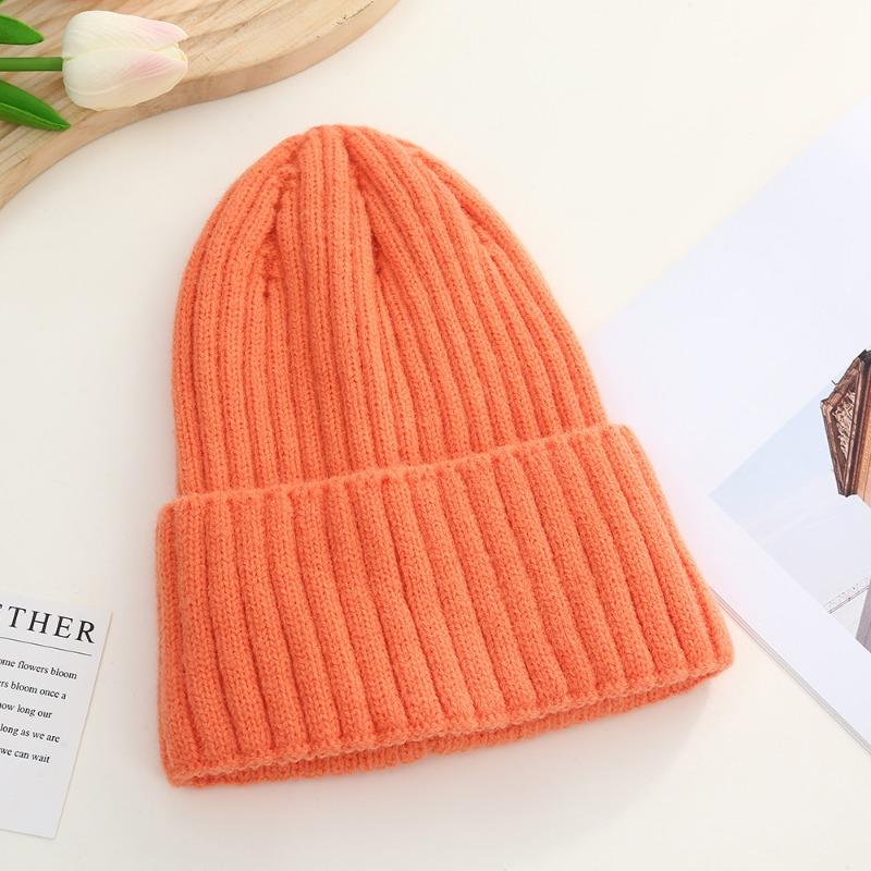 Зимняя женская однотонная вязаная шапка, теплая вязаная шапка для улицы, нейтральная повседневная шапка
