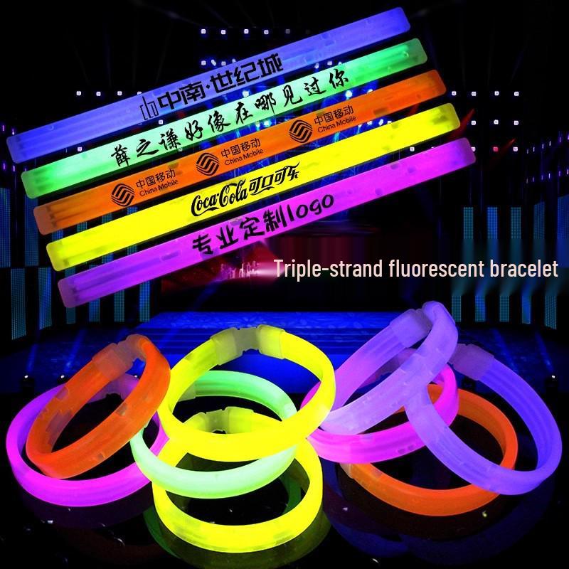 Флуоресцентные браслеты Triple Glow - Нетоксичные аксессуары для вечеринок и концертов