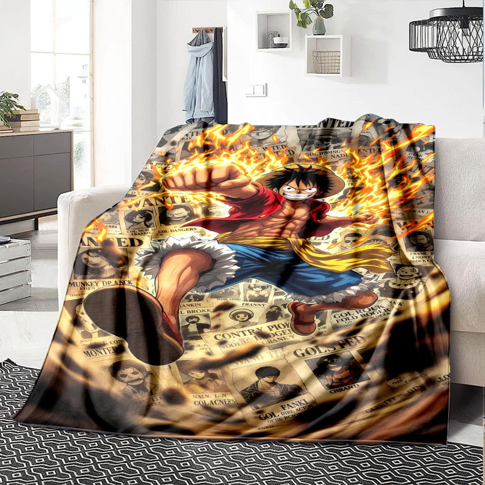 1PC One Piece Monkey D Luffy Patterned Flannel Blanket Suitable For All Seasons For Home Decor Warmth And Comfort Gifts Holiday Present
