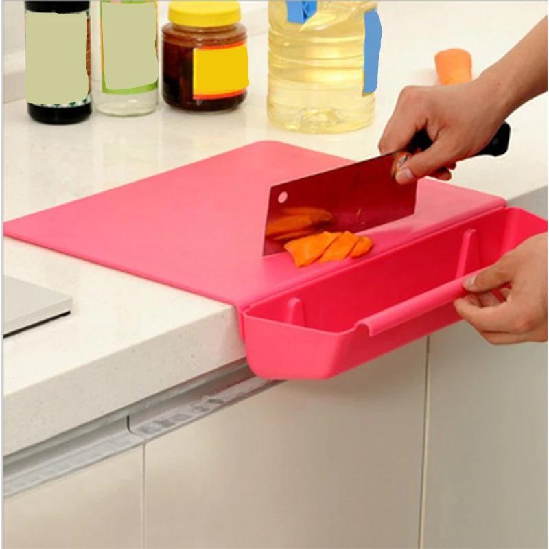 Разделочная доска для кухни Creative Kitchen 2 в 1, пластиковая утолщенная нескользящая разделочная доска с корзиной для хранения, складные разделочные доски