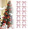 12x Velvet Bows for Christmas Tree Staircase Holiday Wedding, Farmhouse Xmas Topper Ornament, Xmas Decor, Party Craft Wreath Bow