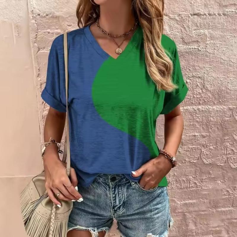 Women's T-Shirt Summer V-Neck T Shirt Women Daily Fashion Short Sleeve Casual T-Shirt 3d Print Female Clothes