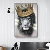 Lion with Crown Dignity Posters Wall Art Canvas Prints Modern Hd Animals Cool Painting for Living Room Office Home Decor Picture