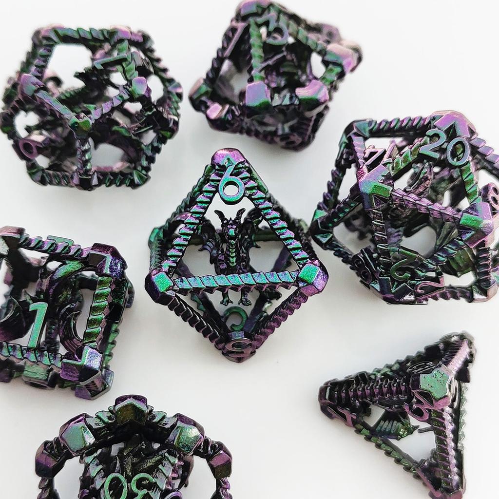 7pcs/set Hollow Dragon Dice Set Role-playing Game Polyhedral Dragon Dice Tabletop DND Game Party Accessories