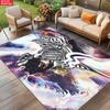 Anime Swordsman Area Rug,Cosmic Nebula Style  Floor Mat,Decorative Carpet for Gaming Room Bedroom,Washable Home Decor Gift