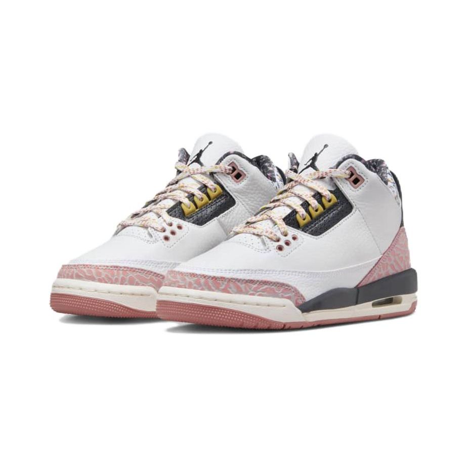 Air Jordan 3 Retro PS Vintage Floral Kids Sneakers White Anthracite Red-Stardust FQ9174-100