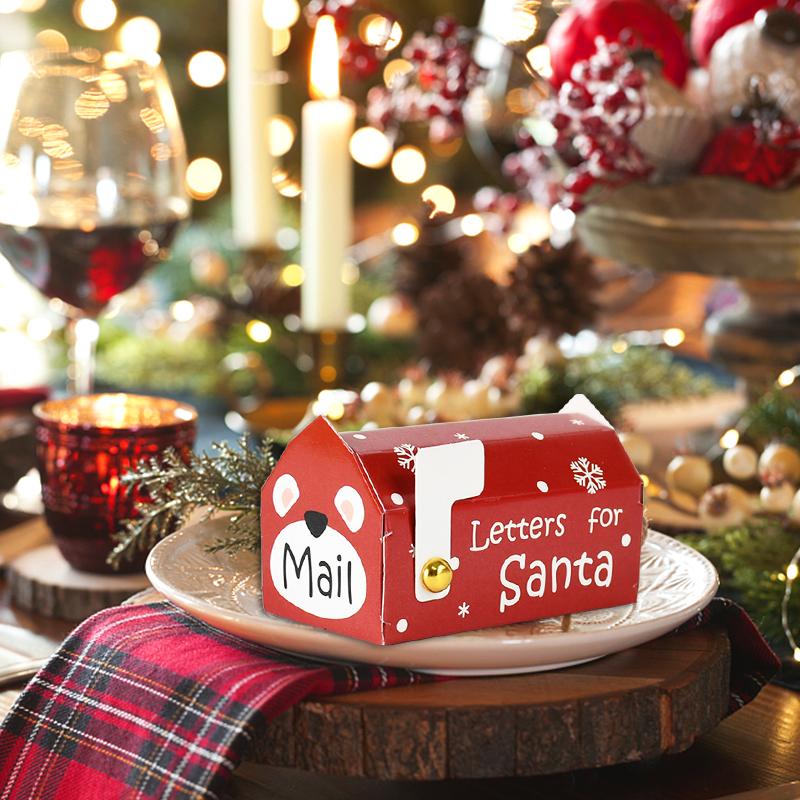 6/12/24Pcs Christmas Candy Gift Box Mailbox Shaped Cookie Snack Packing Box Bag 2024 Xmas Navidad Noel Home Decor 2025 New Year