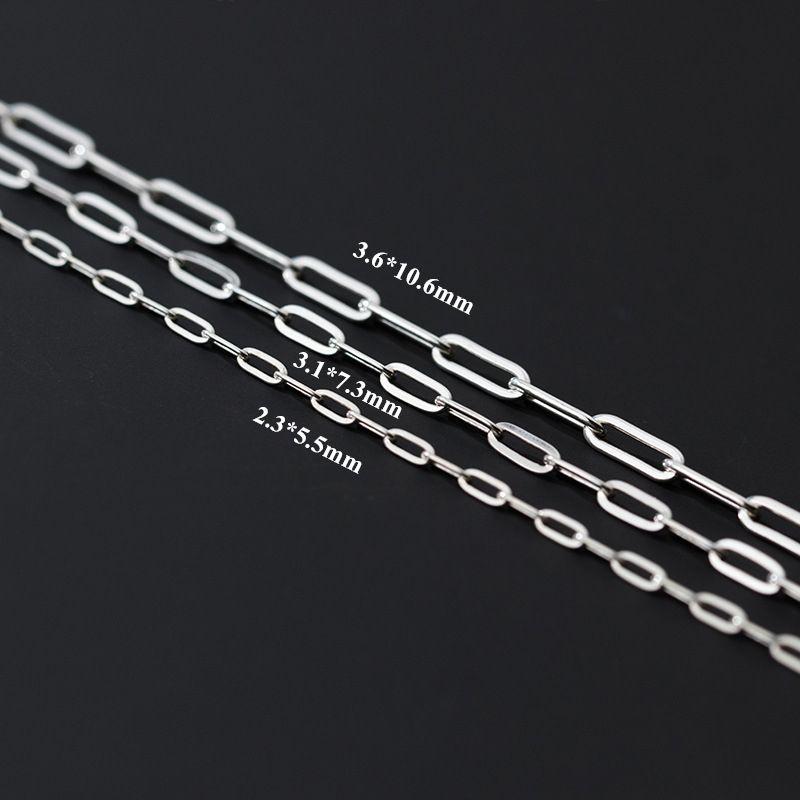 Anti Tarnish Processed 925 Sterling Silver Oval Paperclip Chains Bulk for Bracelet Necklace Diy Making