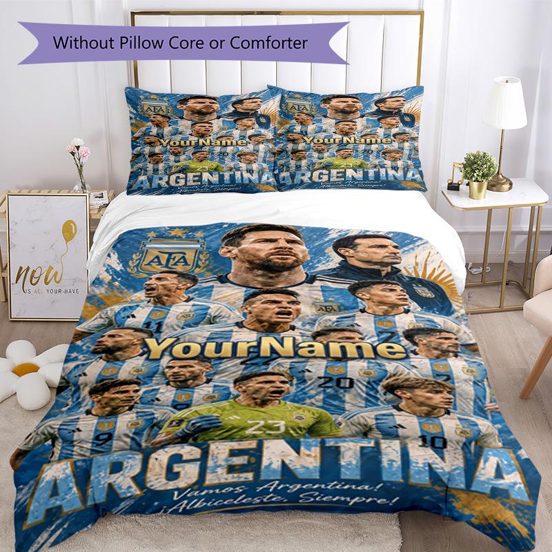 Messi 405 Customize your name Bedding Set Breathable Duvet Cover with Pillowcases Home Decoration Birthday Gift