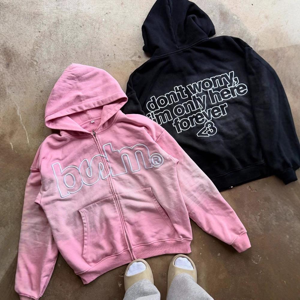 Letter embroidery autumn and winter outdoor casual sweater jacket hoodie trousers set pre-