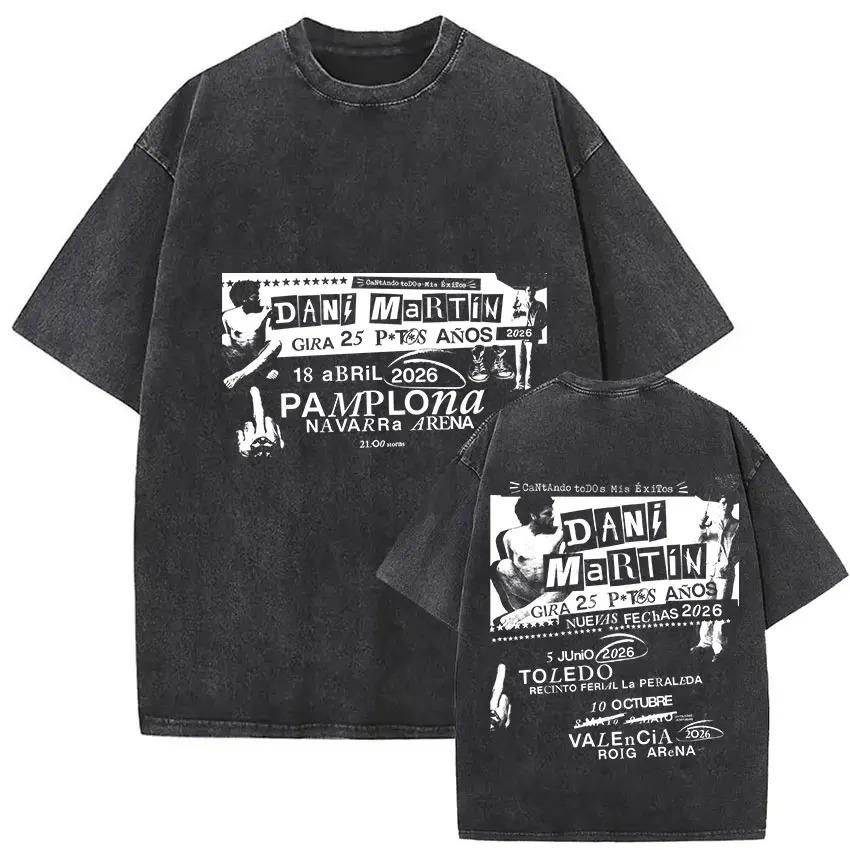 Vintage Washed Dani Martin Lo Que Me De La Gana Album Graphic TShirt Men Women Gothic Fashion Washed Vintage Loose soft