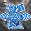 7 Pcs Silver Blue Hand Metal Dice Solid Metal Polyhedral Dice Set Suitable for Role-Playing RPG  Board Game Card Game