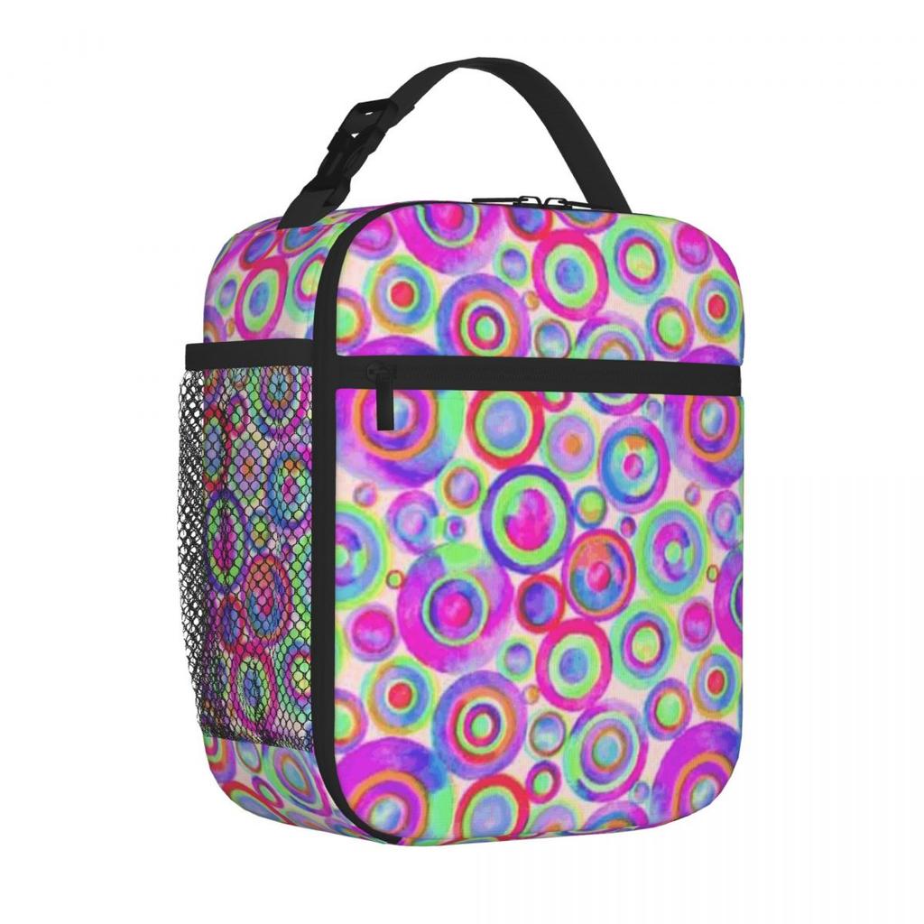 Bestselling Circle Pattern Dot Pattern Watercolor Crossbody Meal Prep Bag Yard Party Insulated Lunch Bag