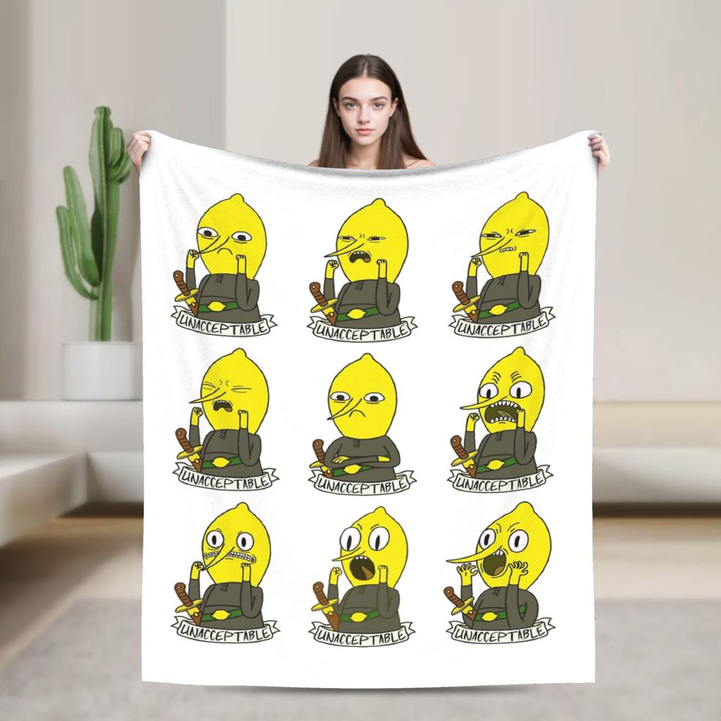 Lemongrab Unacceptable Flannel Blanket Spring Warm Soft Throw Blanket for Kids Adult Home Decor Graphic Bedspread Sofa Bed Cover