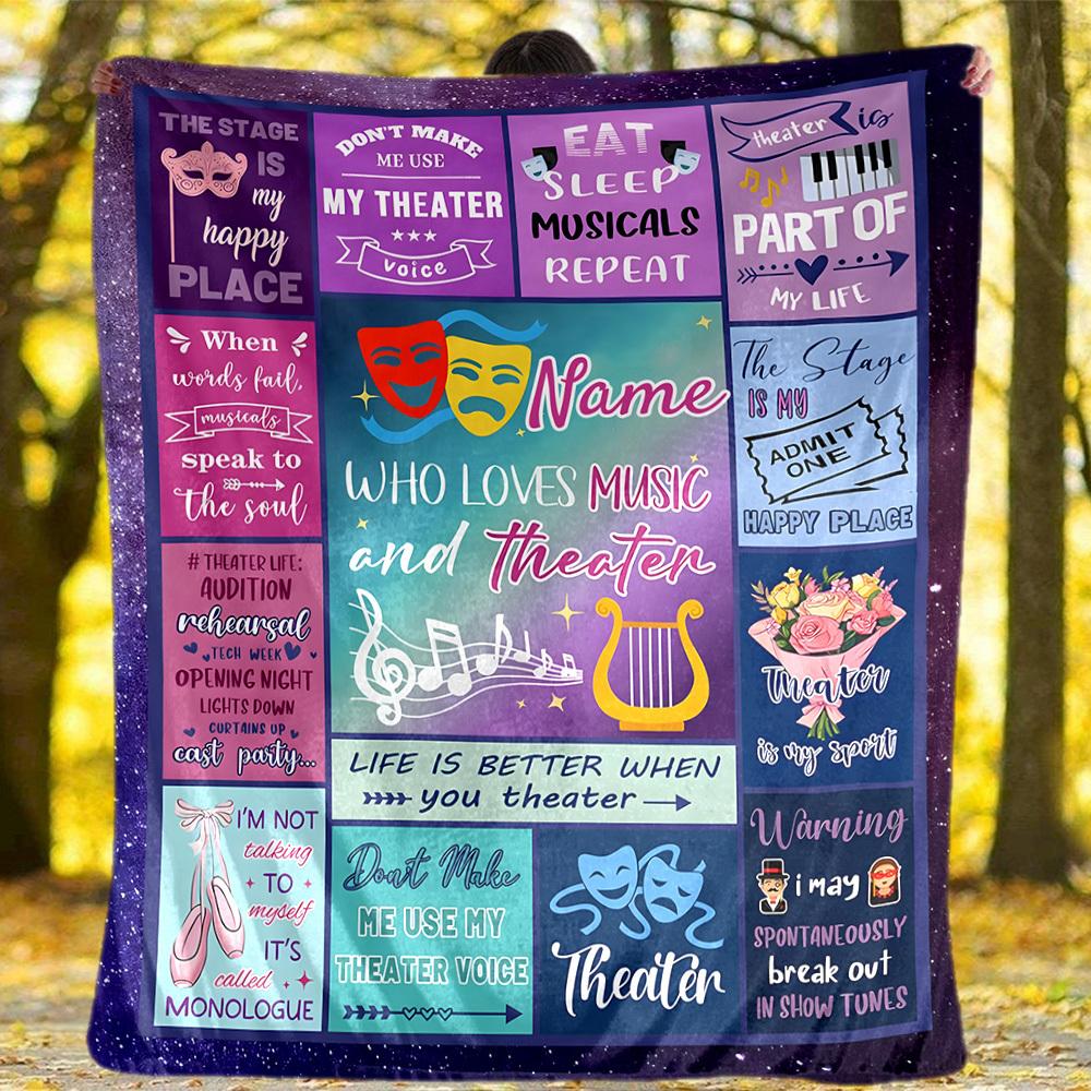 Theater Life Outdoor Customize Your Name Blanket Comfortable Soft Lightweight Multipurpose Blanket For Travel Camping Picnics Sofa Office Bed Living