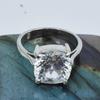 19.30 Ct White Stone Square Cushion Sapphire Silver Ring Simulant Sz-8 AR-3124-Sa