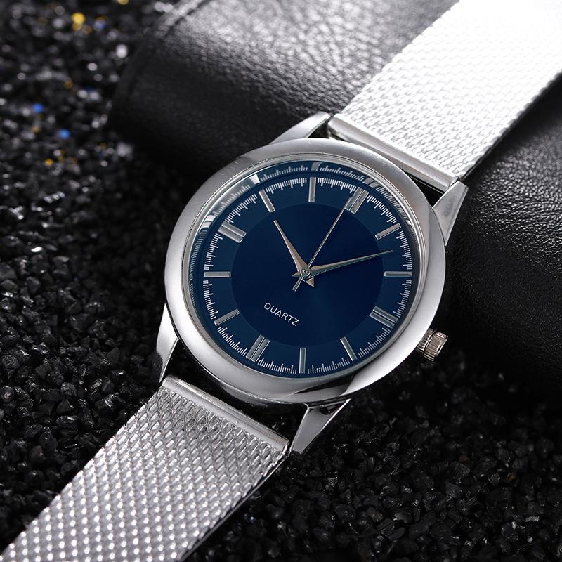 Fashion Classic Mens Business Wrist Watch Mesh Band Gold Color Quartz Watch Casual Dress Watch