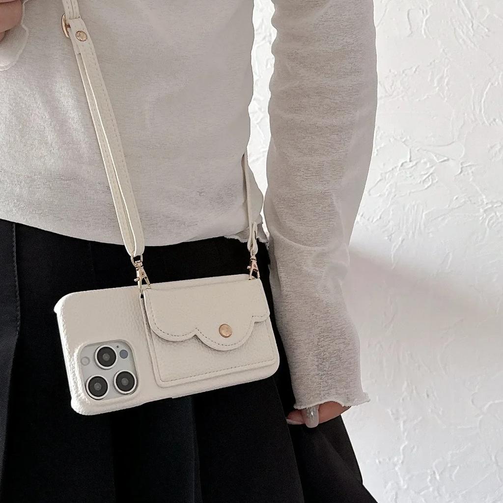 Crossbody Leather Cover for IPhone 16 15 14 13 12 11 Pro Max Plus Phone Case with Card Holder Lanyard Strap Neckband Wallet