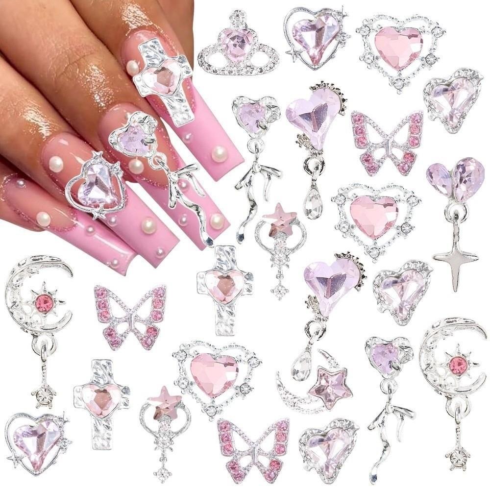 24pcs 3D DIY Nail Charms Resin and Alloy Nail Jewelry New Nail Gems Decor Nail Supplies