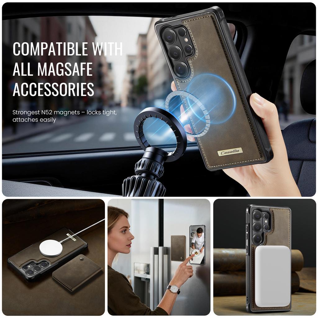 For Samsung Galaxy S26 Ultra Magnetic Case CASEME ME80 Series Leather PC TPU Phone Cover with Detachable Wallet